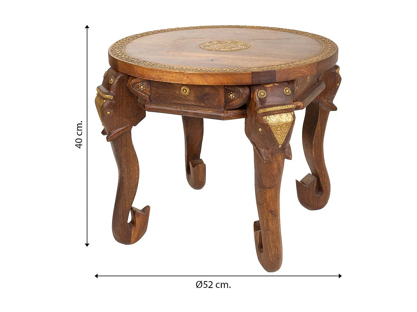 Mesa de centro de madeira e metal marrom 52x52x40