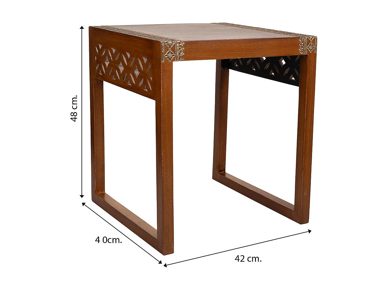 Mesa de madera y metal marrón 42x40x48