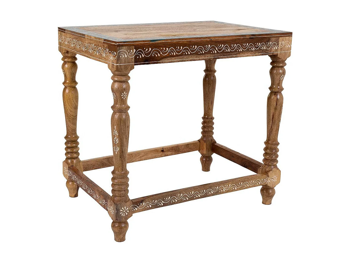 Tavolino in legno dipinto a mano marrone 48x33x46h