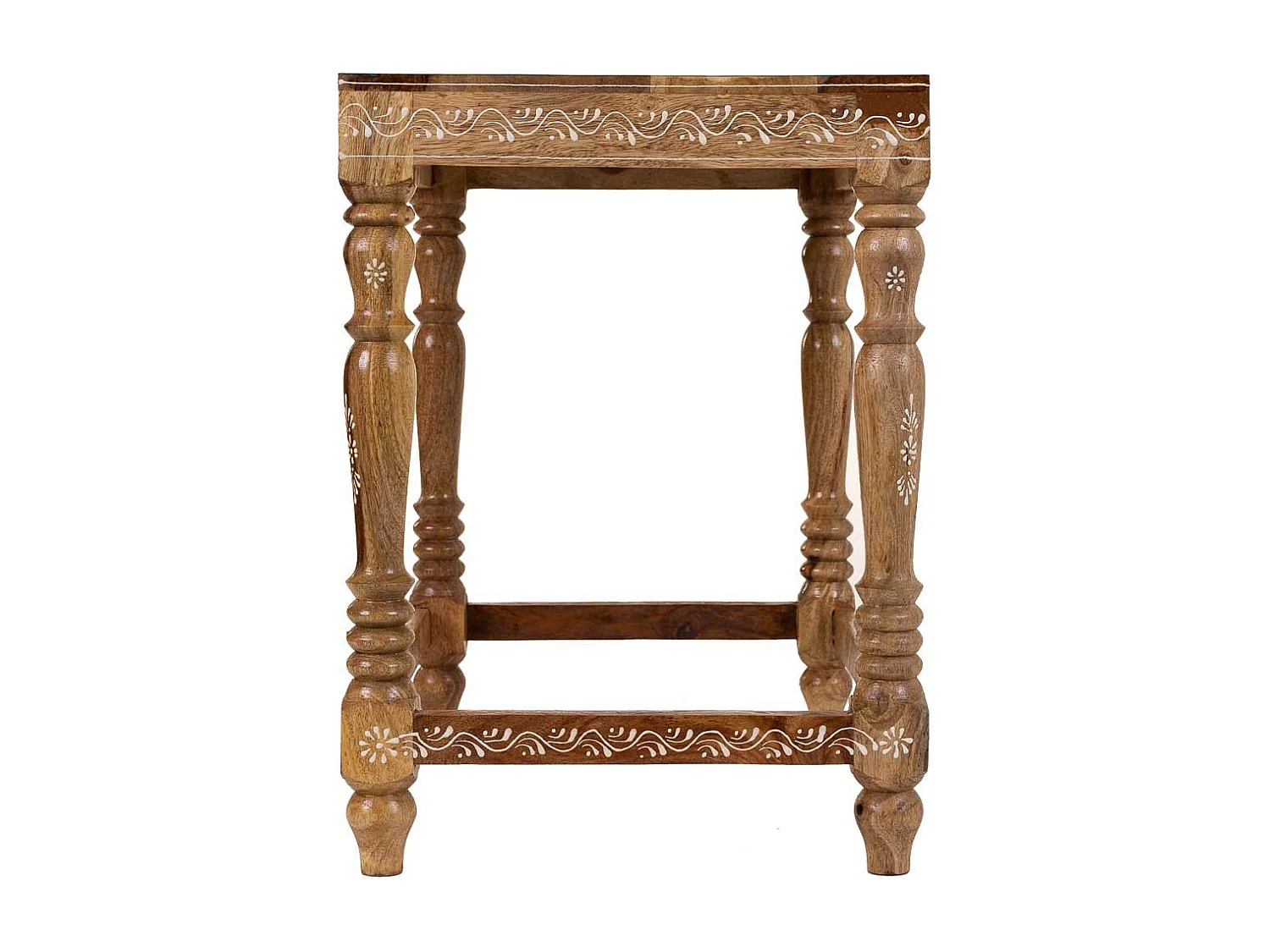 Tavolino in legno dipinto a mano marrone 48x33x46h