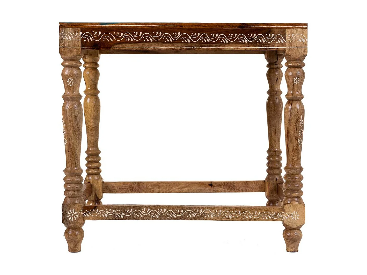 Tavolino in legno dipinto a mano marrone 48x33x46h