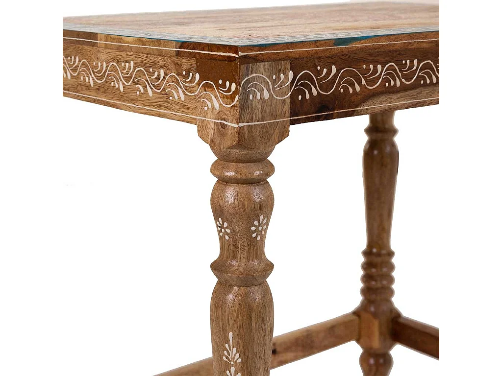 Tavolino in legno dipinto a mano marrone 48x33x46h