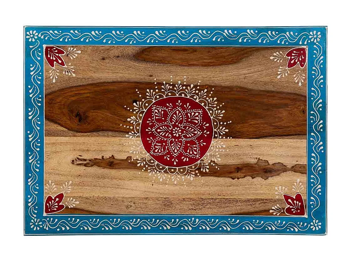 Mesa de centro de madeira pintada à mão marrom 48x33x46