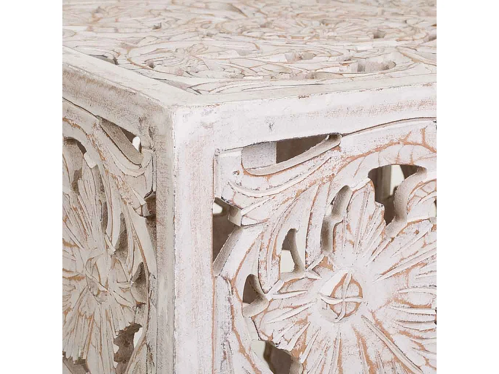 Tavolino in legno bianco fatto a mano 45x45x45h