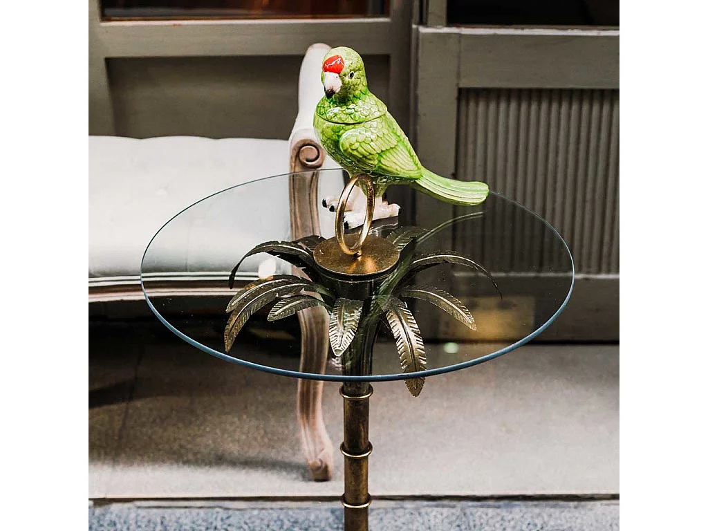 Table en métal et verre doré 50x50x70.5h