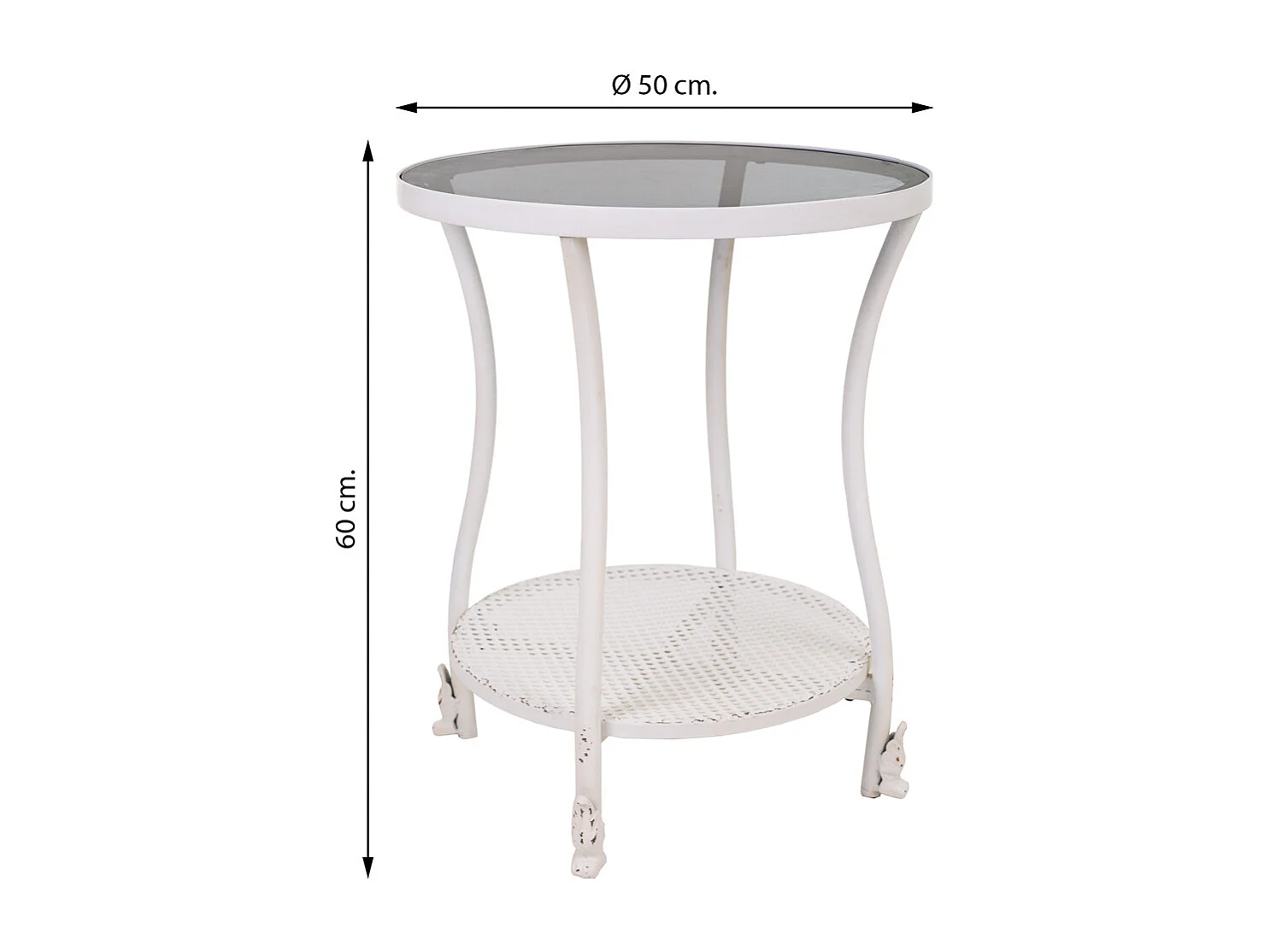 Tavolino in metallo bianco 50x50x60h