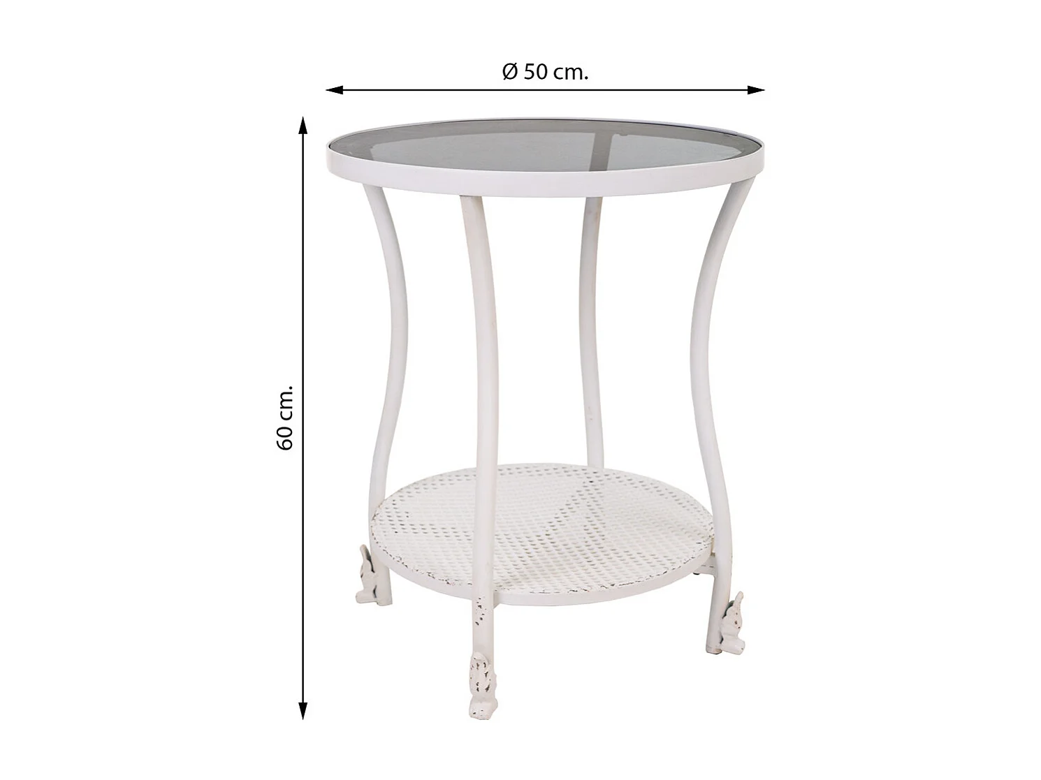 Tavolino in metallo bianco 50x50x60h