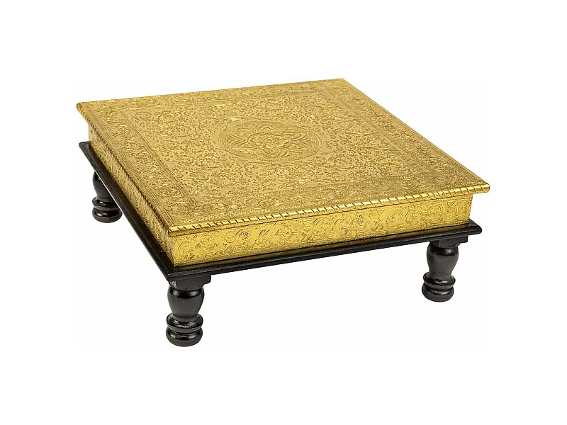 Beistelltisch aus goldgeprägtem Metall, 38x38x12h cm