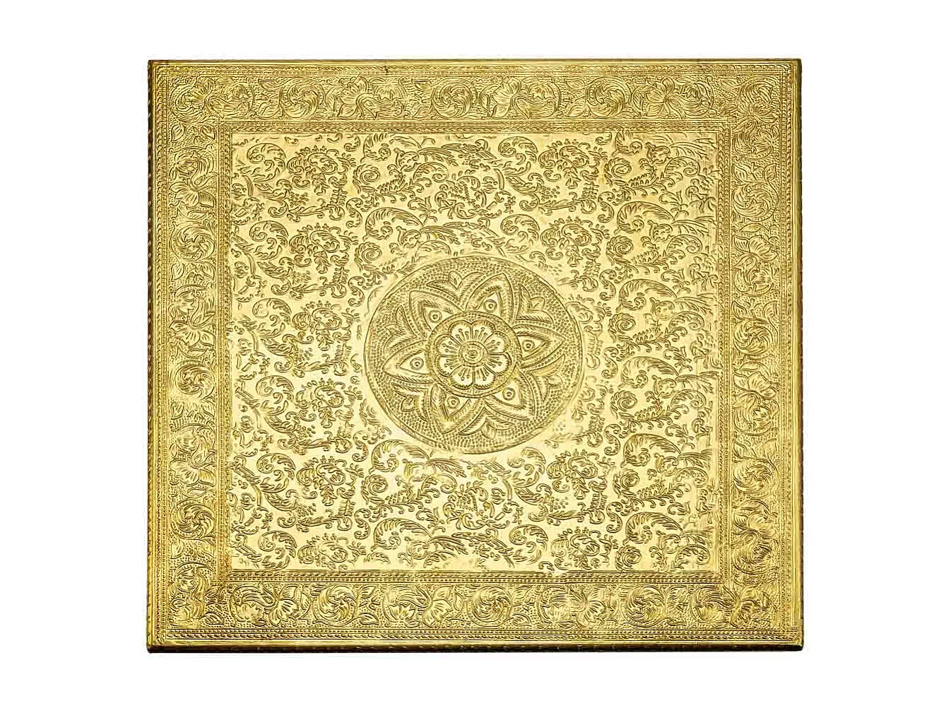 Mesa lateral de metal com relevo dourado 38x38x12