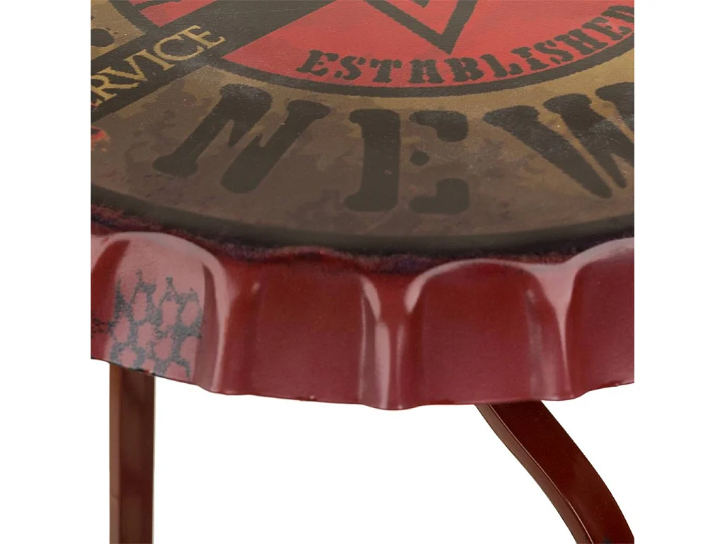 Tavolo portabottiglie in metallo rosso 42x42x60h