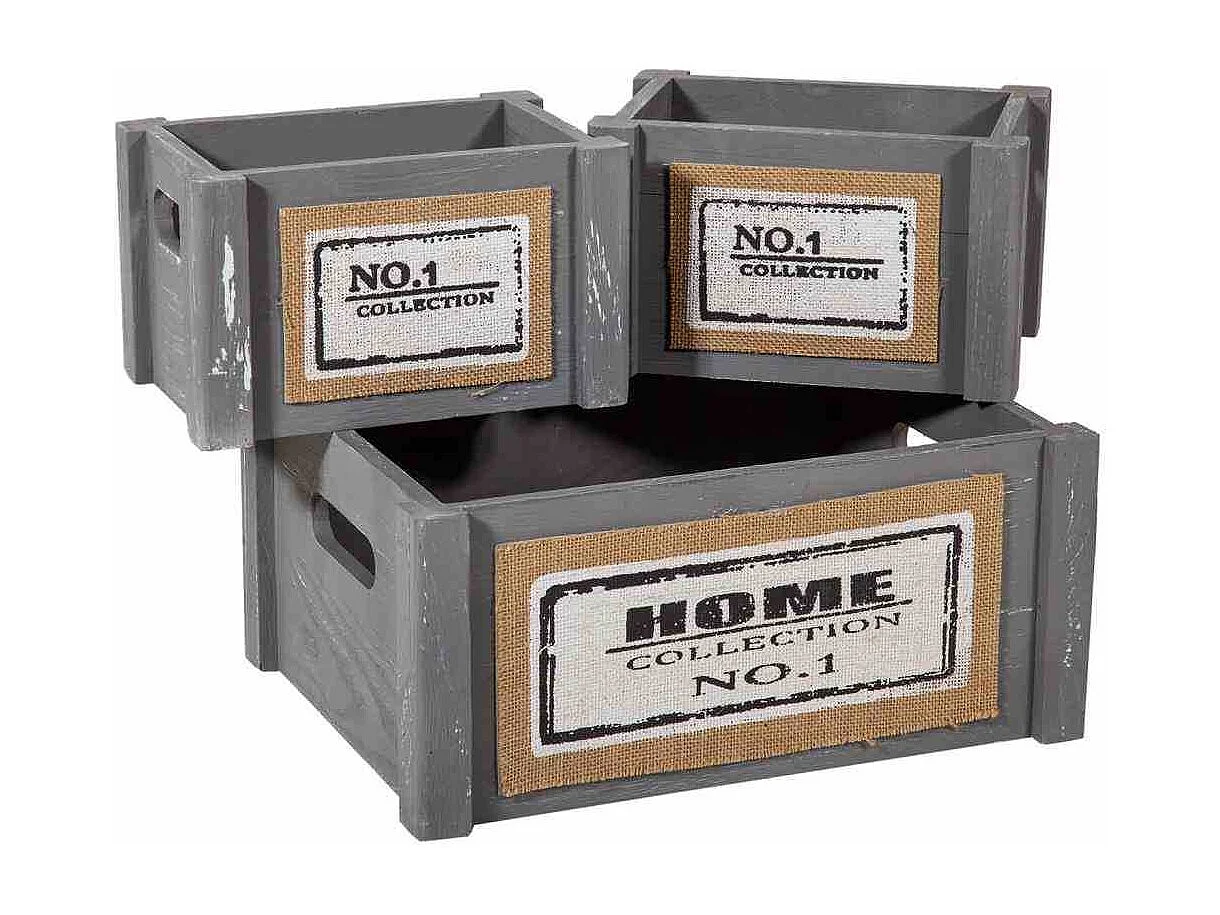 Garderobenset und 5 graue Holzkörbe