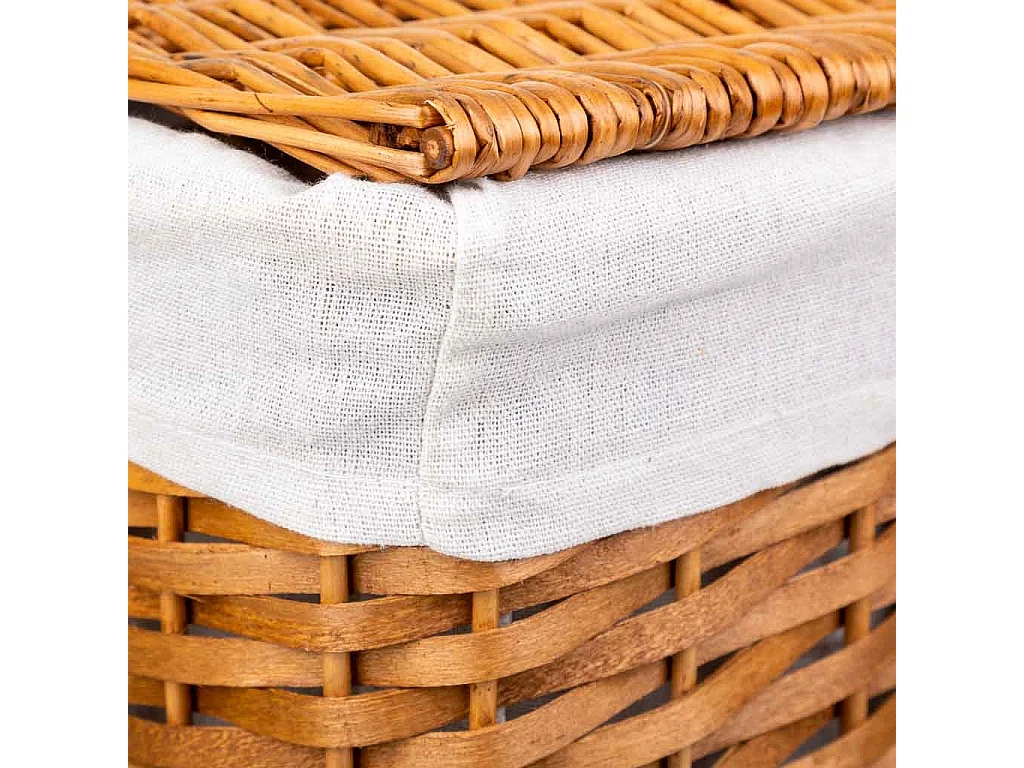 Conjunto de 3 cestos de roupa suja em vime castanho