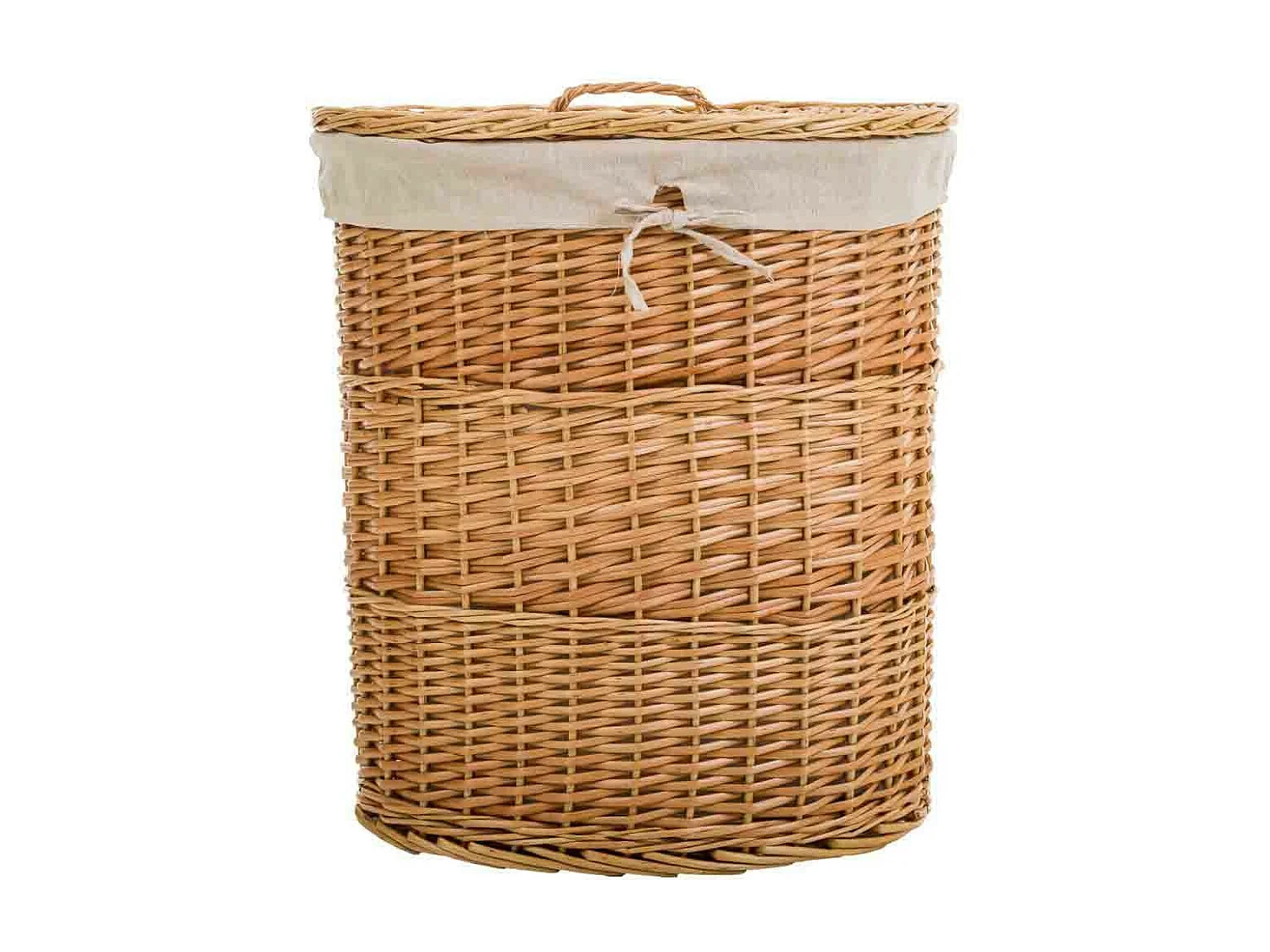 Set mit 3 braun gefütterten Weidenkörben