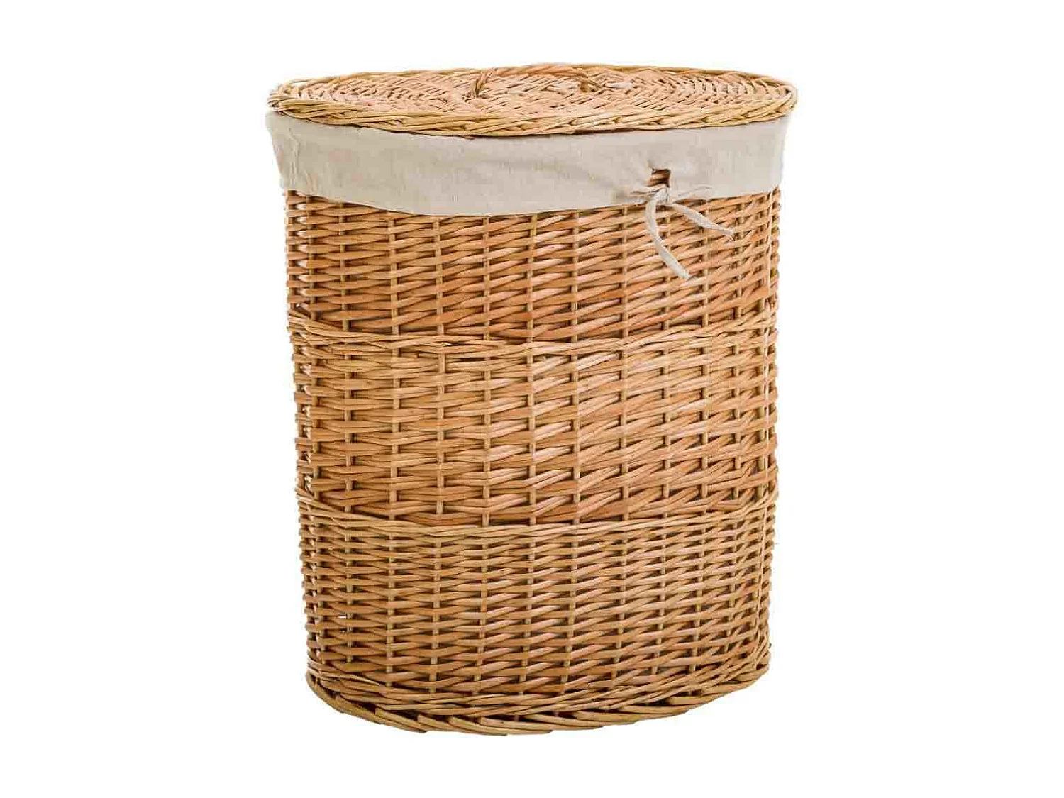 Set mit 3 braun gefütterten Weidenkörben