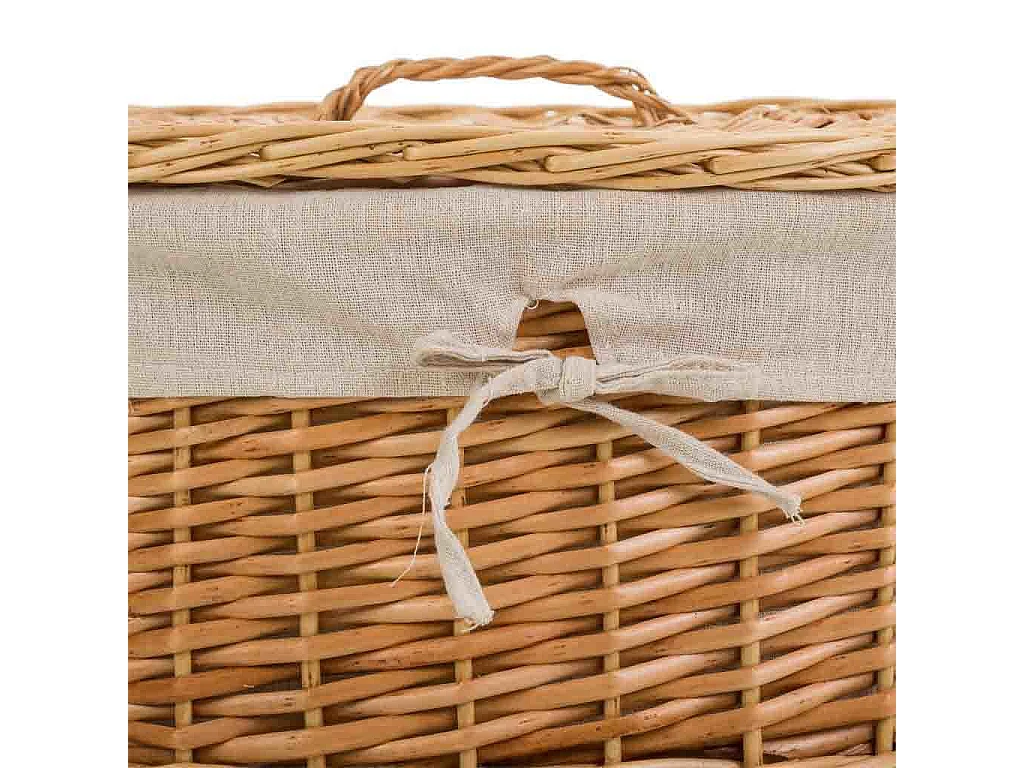 Set mit 3 braun gefütterten Weidenkörben