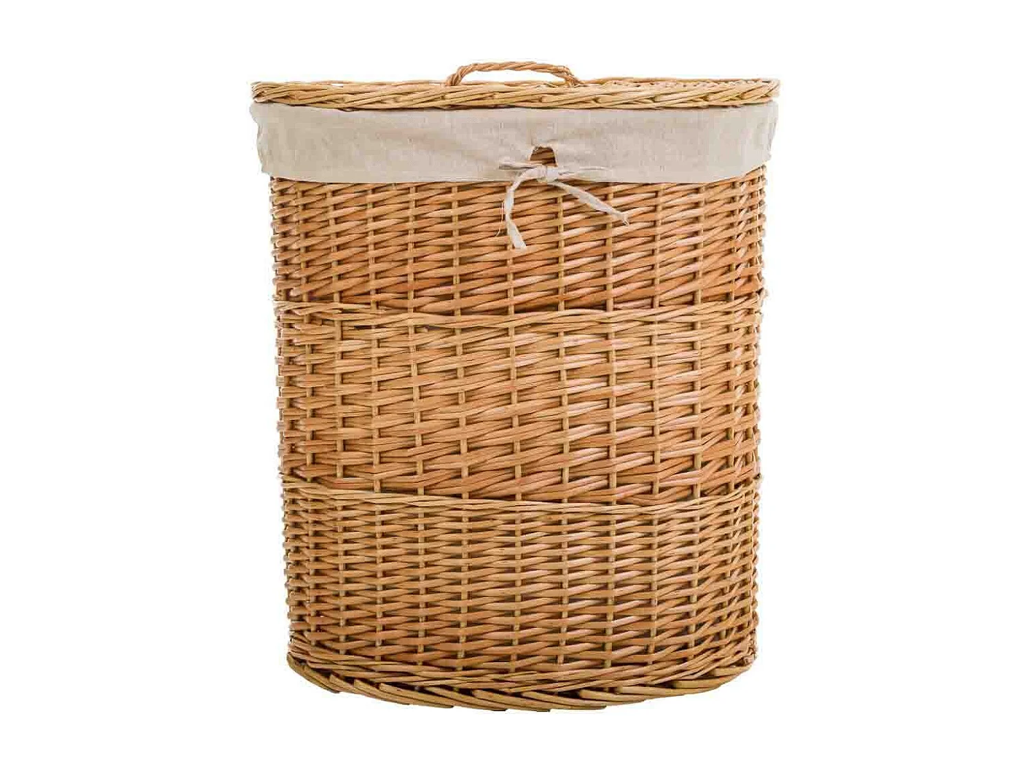 Set mit 3 braun gefütterten Weidenkörben