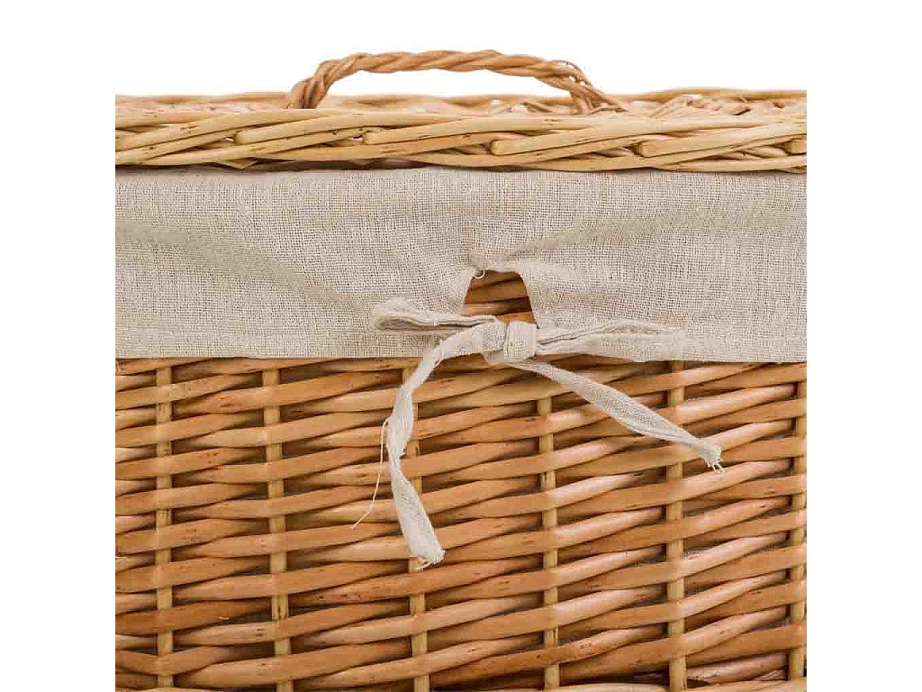 Set mit 3 braun gefütterten Weidenkörben