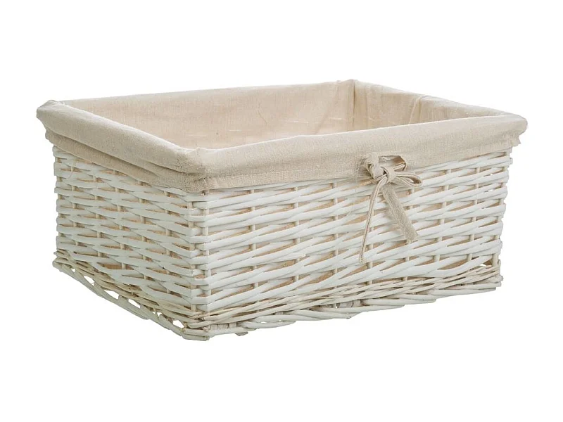 Conjunto de 3 cestos de vime branco forrados