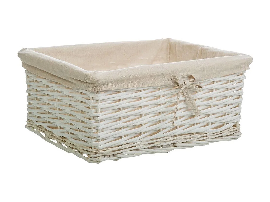 Ensemble de 3 paniers en osier blanc doublés