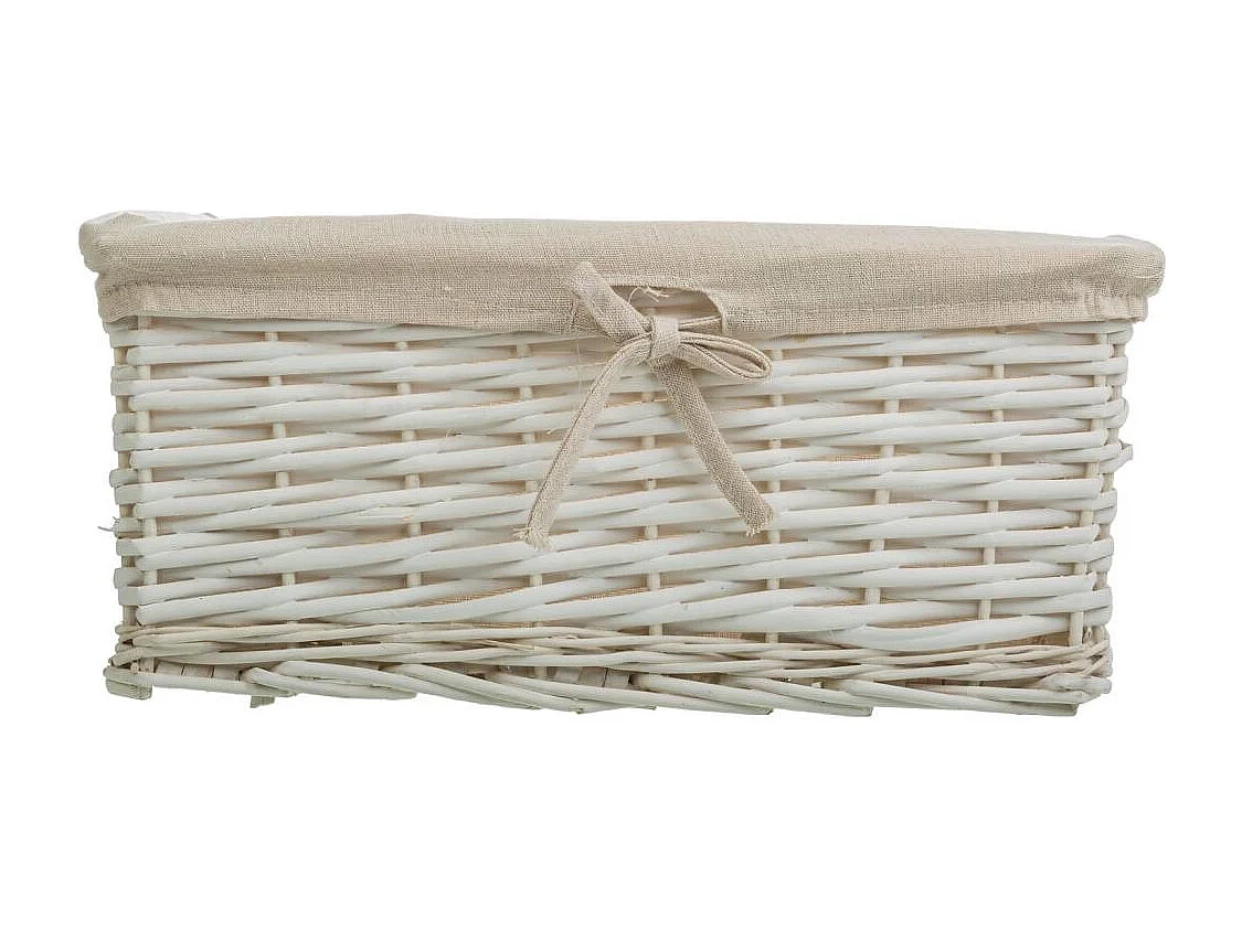 Ensemble de 3 paniers en osier blanc doublés