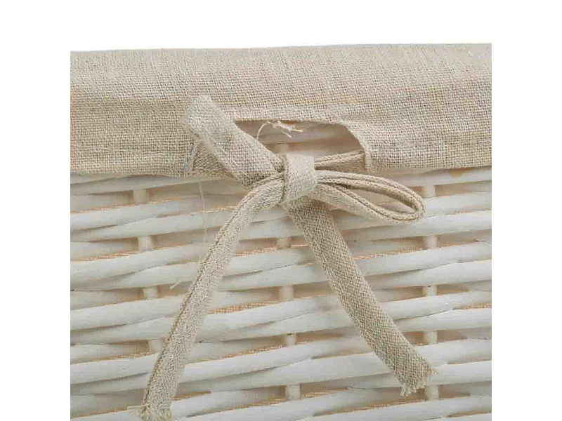 Ensemble de 3 paniers en osier blanc doublés