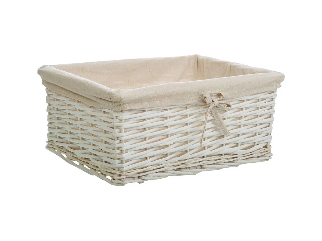 Ensemble de 3 paniers en osier blanc doublés