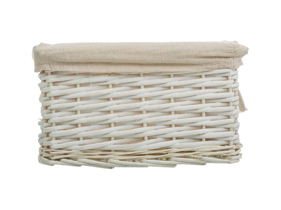 Set 3 cestos de mimbre blancos forrados