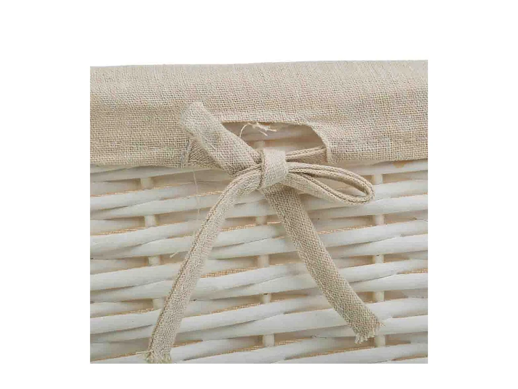 Set 3 cestos de mimbre blancos forrados