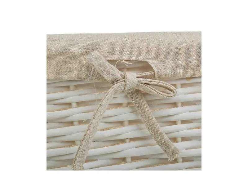 Set 3 cestos de mimbre blancos forrados