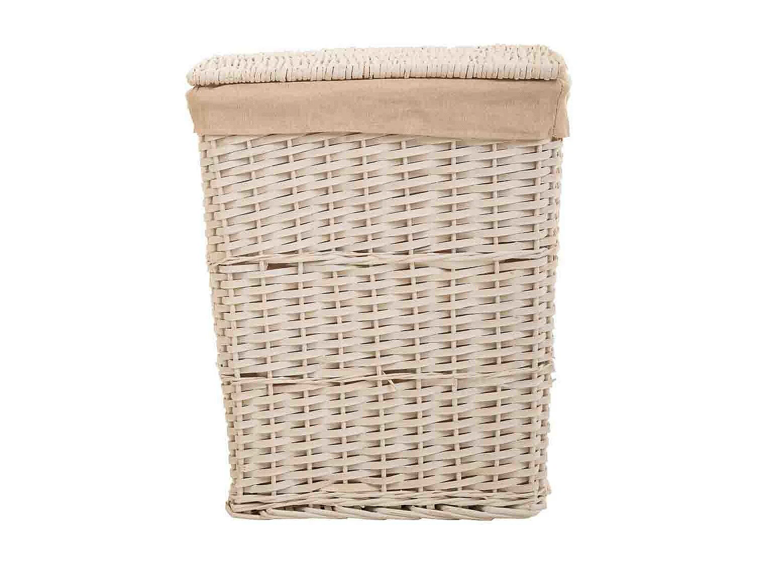 Set di 3 cesti portabiancheria in vimini bianchi foderati