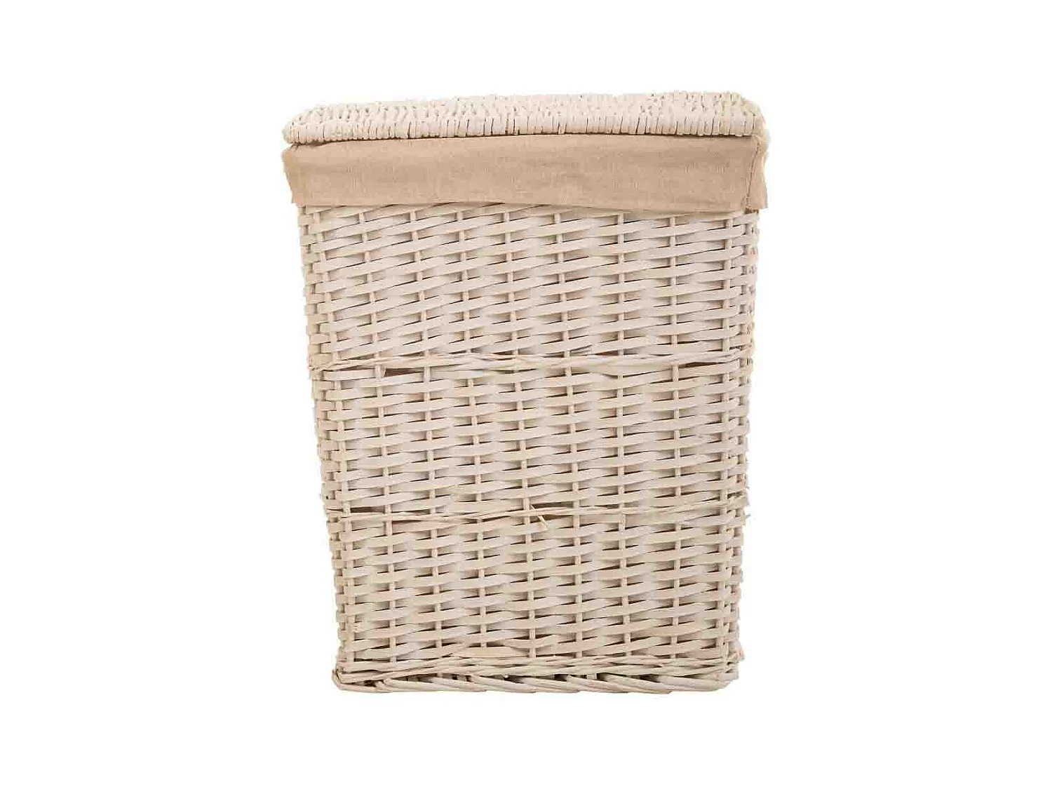 Set 3 cestos de ropa de mimbre blanco forrado