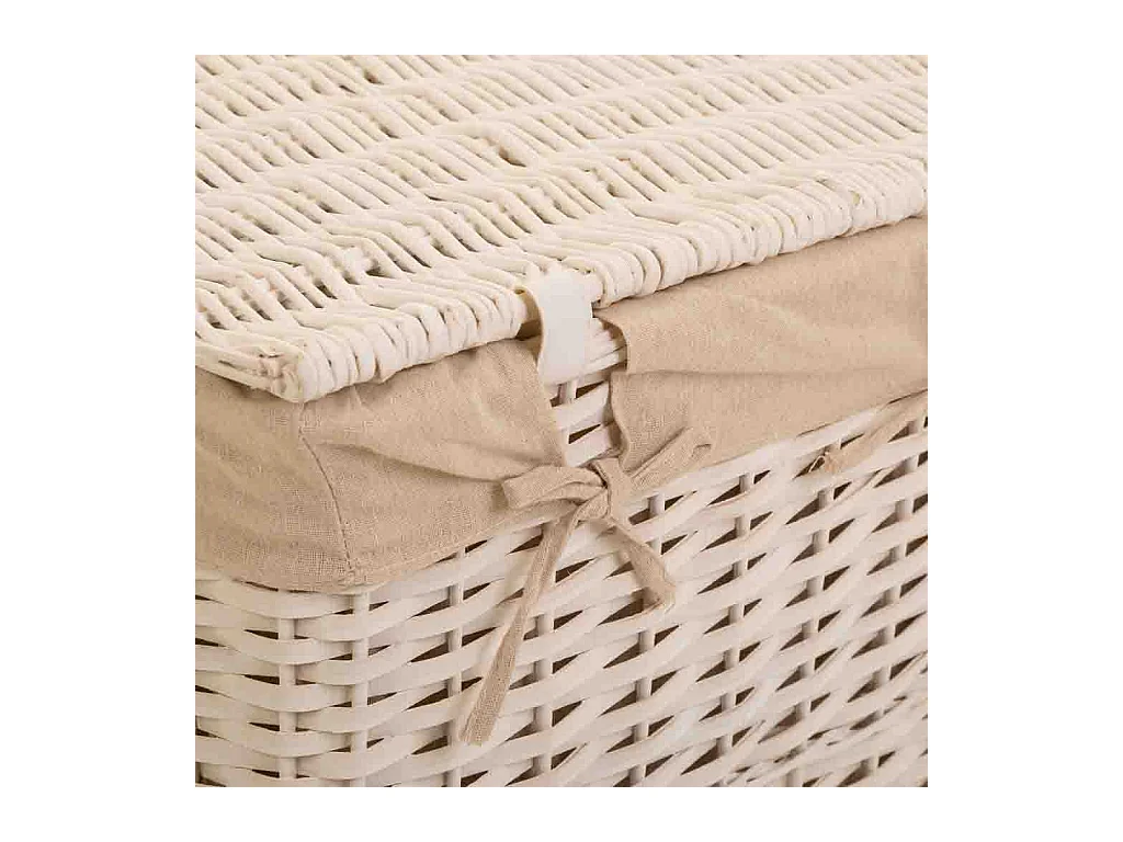 Set 3 cestos de ropa de mimbre blanco forrado