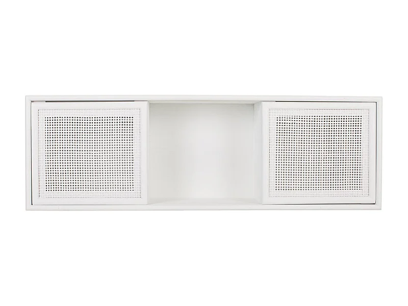 Étagère murale en bois et treillis blanc 81x17.5x26h