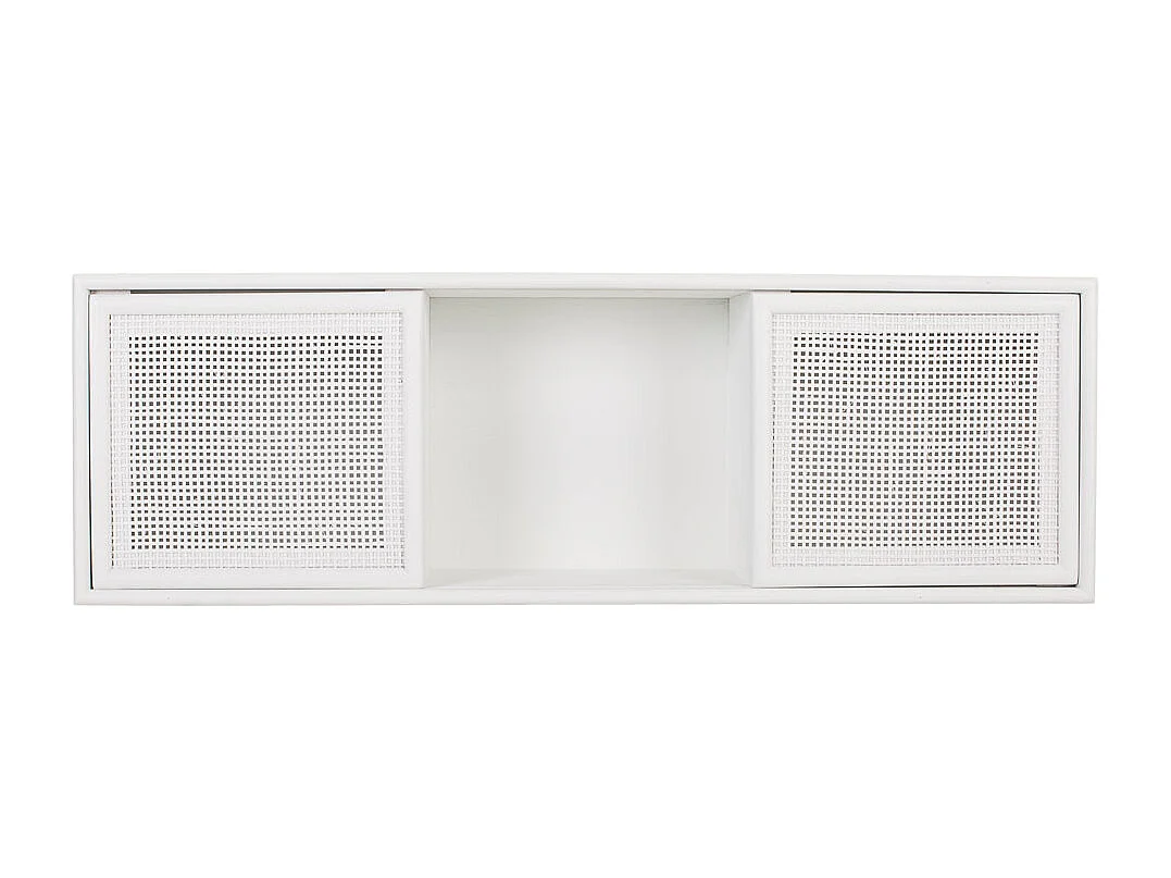 Scaffale da parete in legno bianco e griglia 81x17,5x26h