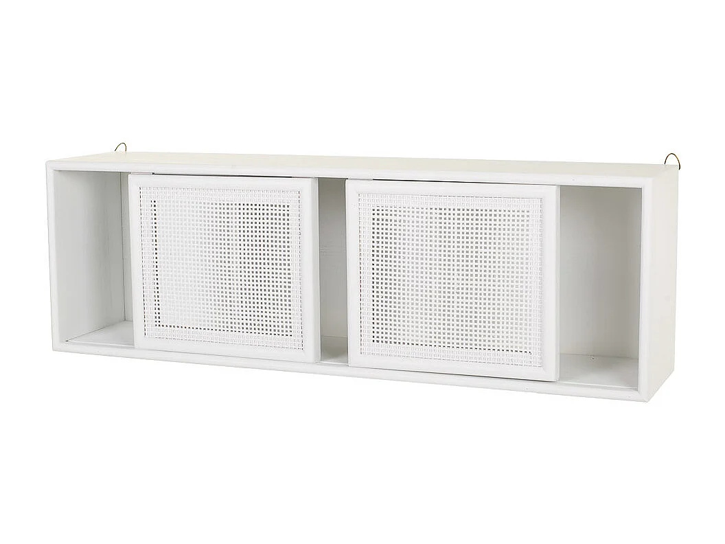 Scaffale da parete in legno bianco e griglia 81x17,5x26h