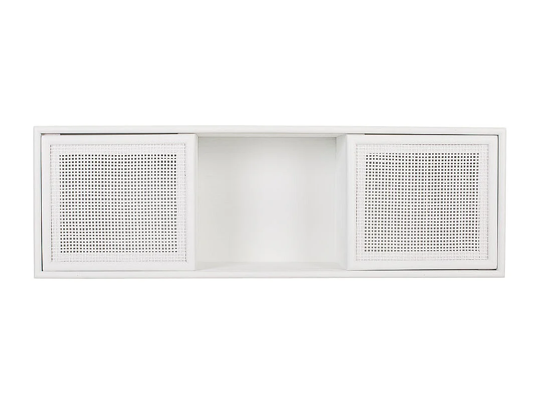 Estante de pared de madera y rejilla blanco 81x17.5x26