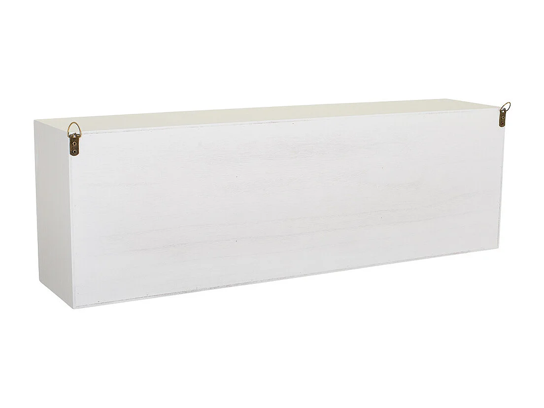 Estante de pared de madera y rejilla blanco 81x17.5x26
