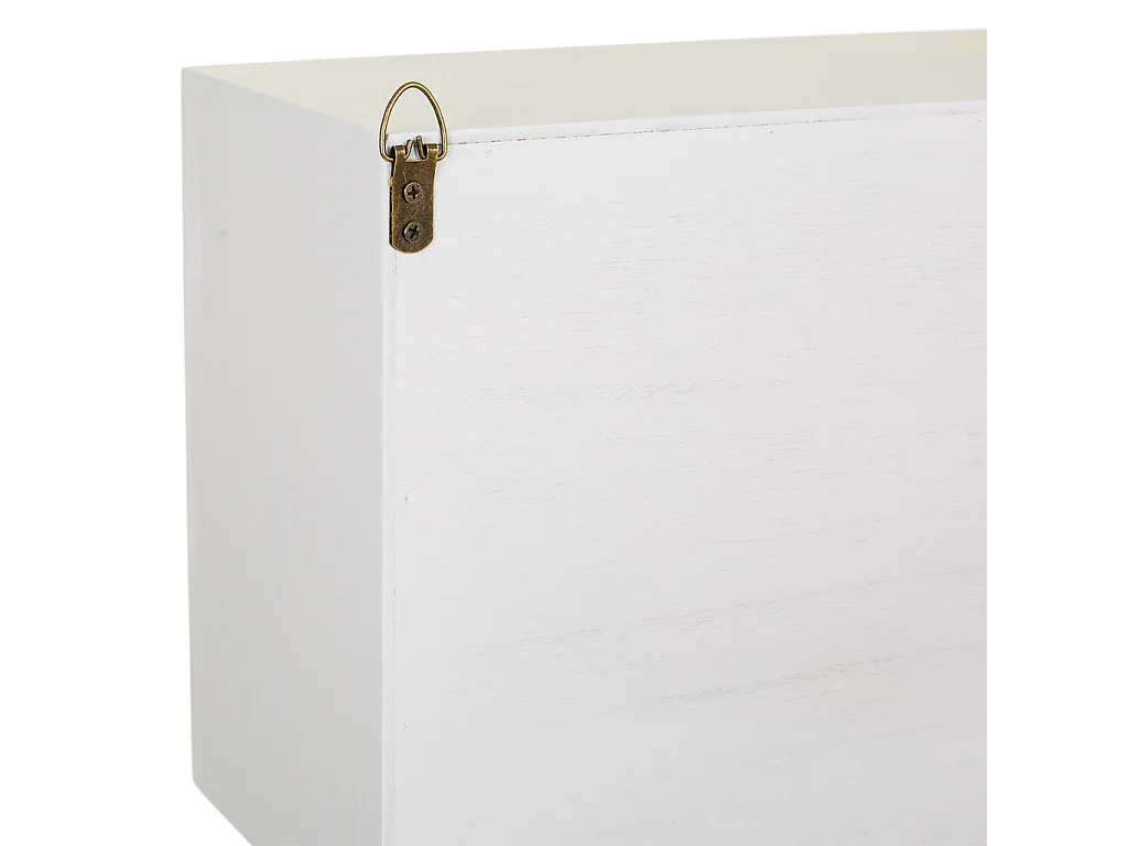 Estante de pared de madera y rejilla blanco 81x17.5x26