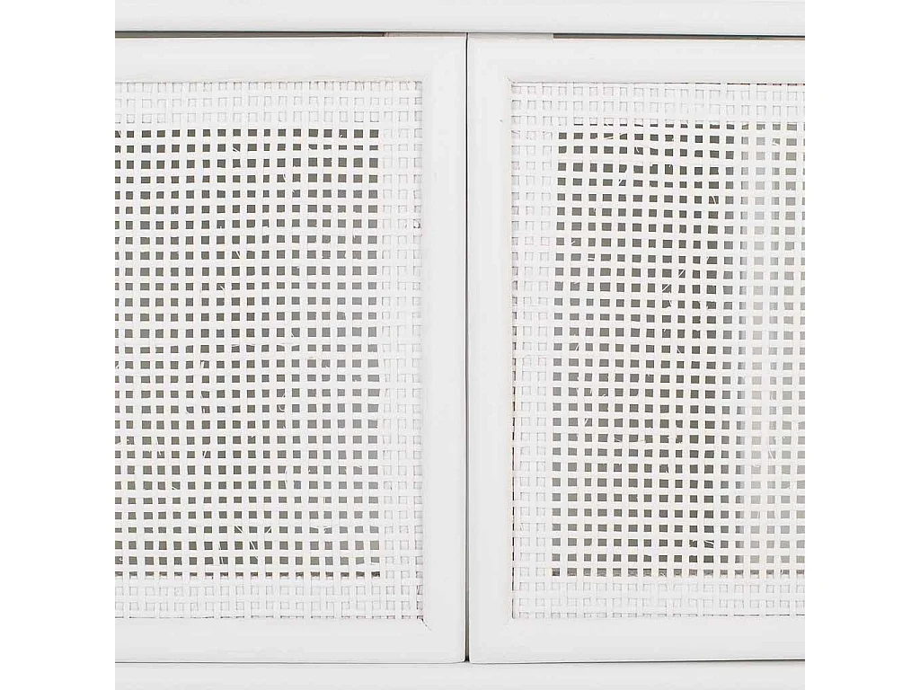 Estante de pared de madera y rejilla blanco 81x17.5x26