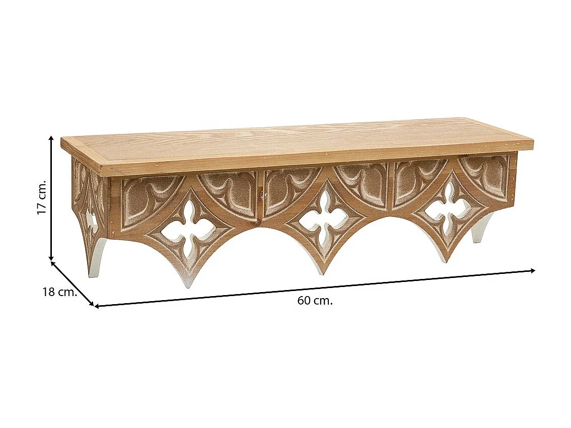 Repisa de madera marrón  60x18x17h cm