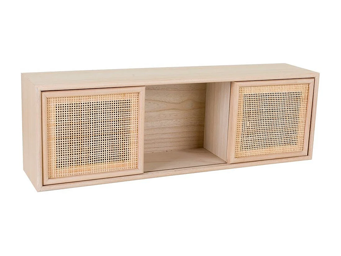 Étagère murale en bois et grille marron 81x17.5x26h