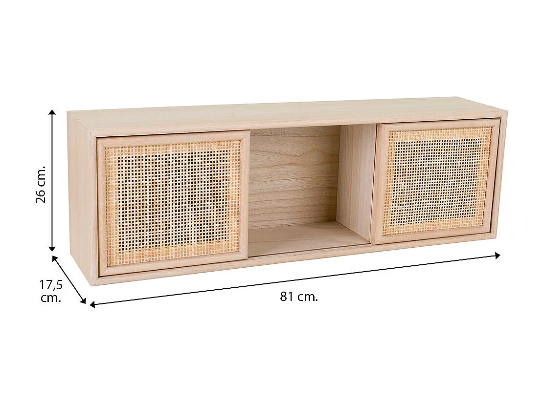 Étagère murale en bois et grille marron 81x17.5x26h