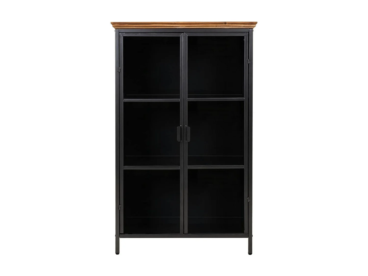 Vitrina em metal preto e madeira 76x37x124,5