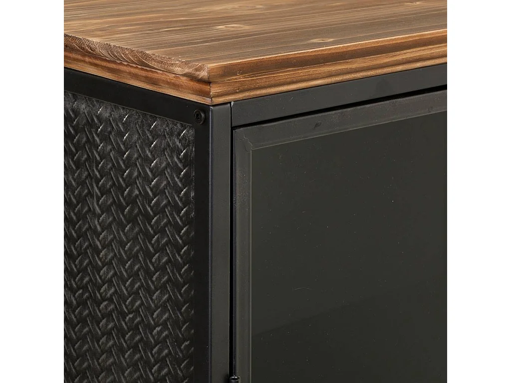 Vitrina em metal preto e madeira 76x37x124,5