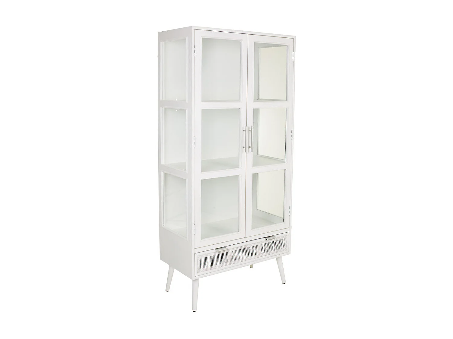 Vitrine en bois et treillis blanc 72x40.5x158.5h