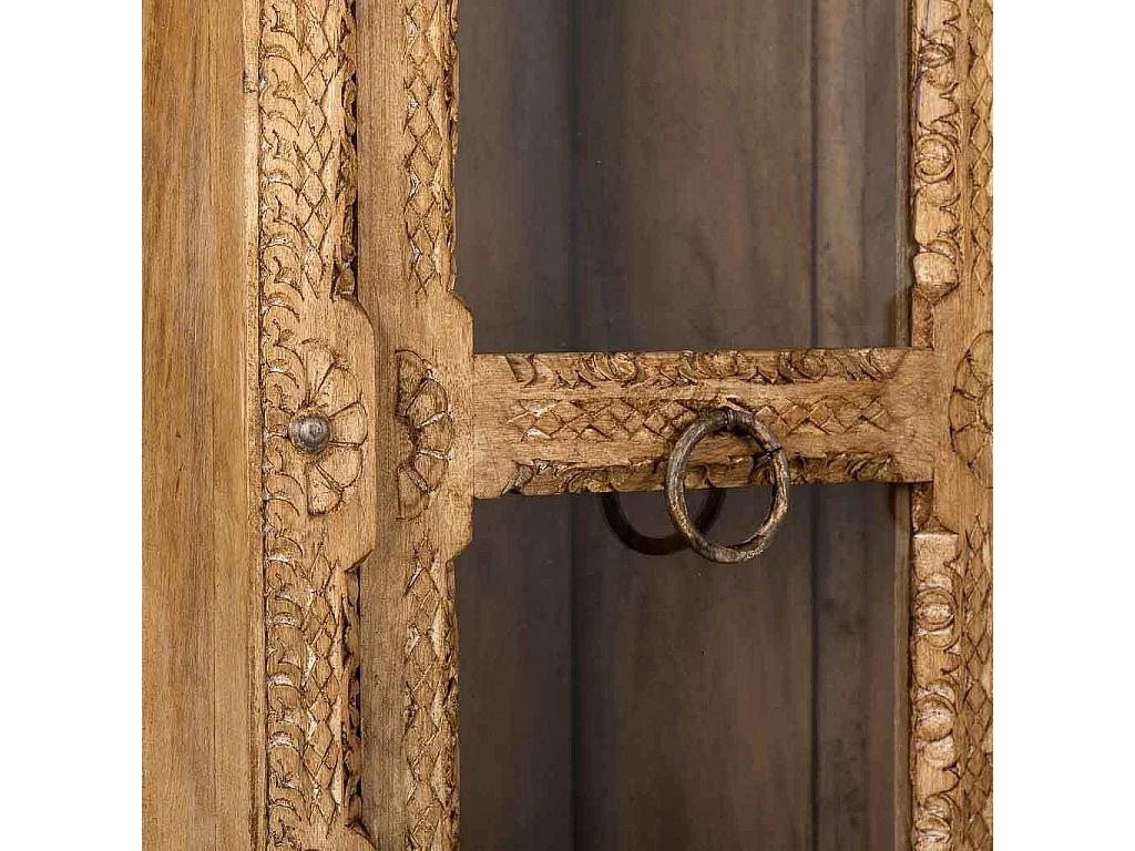 Vetrina in vetro e legno marrone fatta a mano 89x40x190h