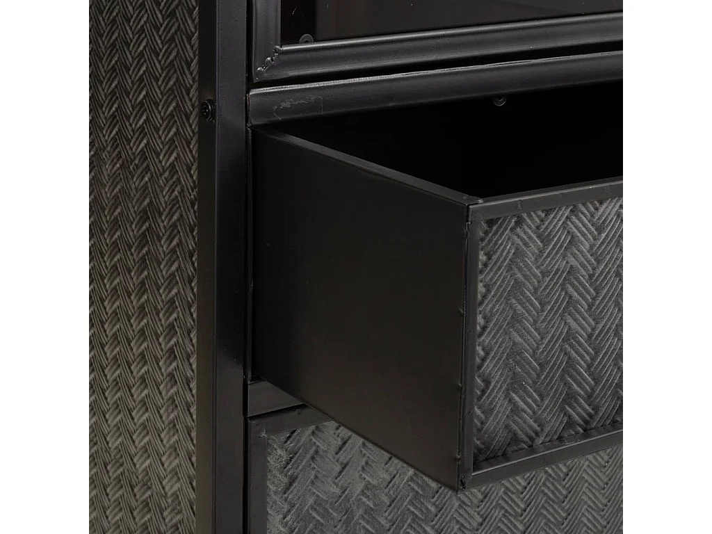 Vitrina em metal preto e madeira 123,5x41,5x120