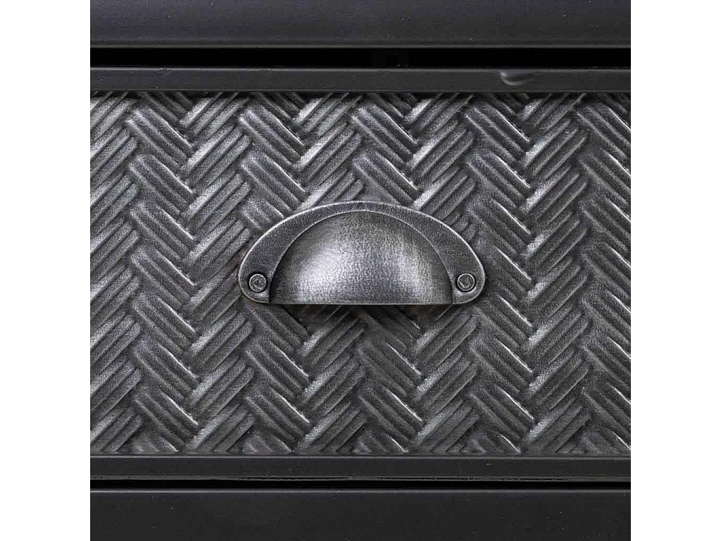 Vitrina em metal preto e madeira 123,5x41,5x120