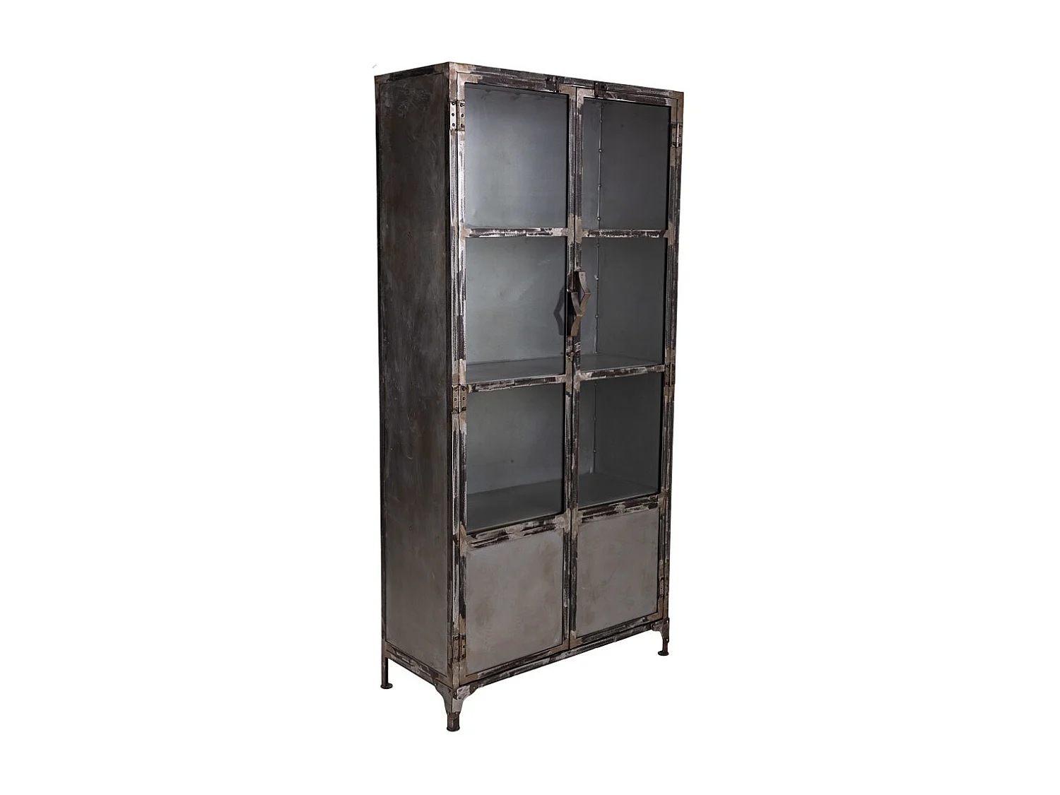Schwarze Metallvitrine 90x40x190h cm
