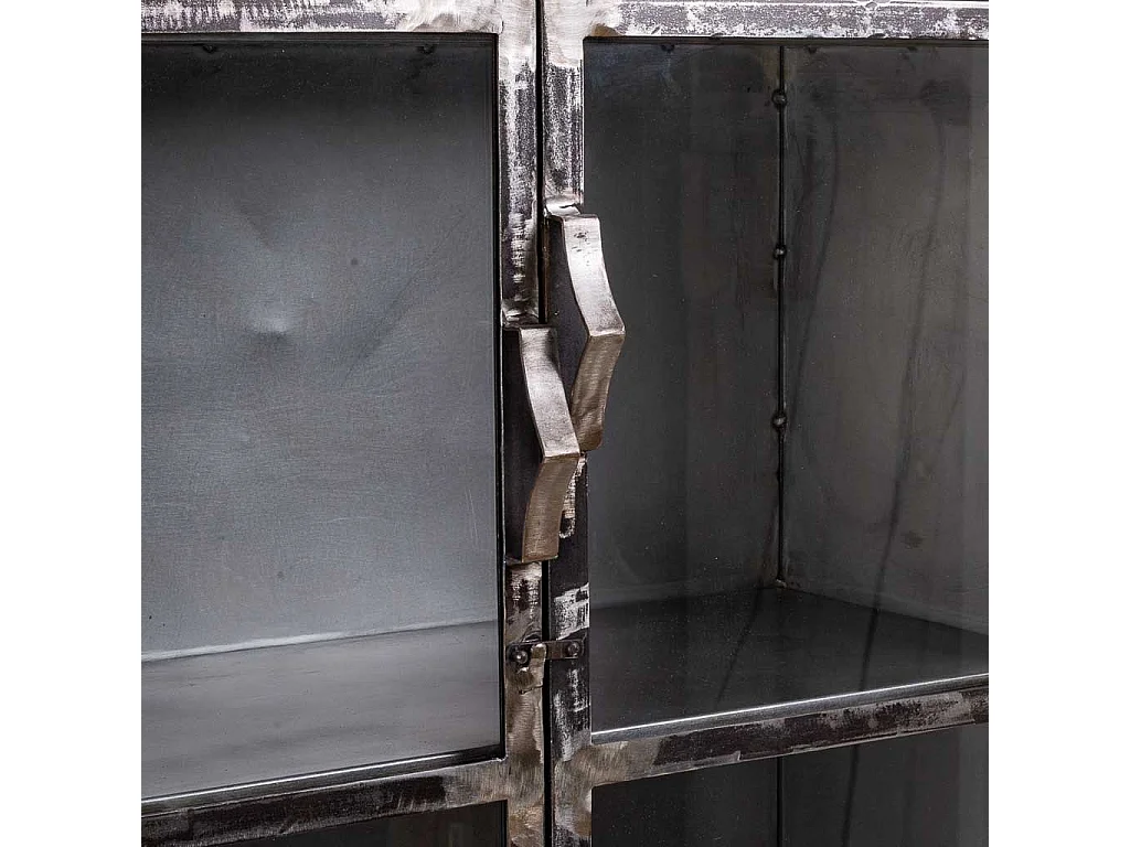 Schwarze Metallvitrine 90x40x190h cm